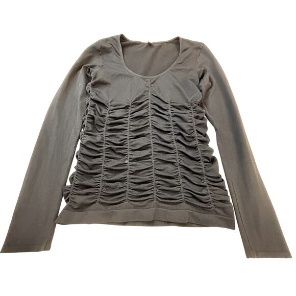 Last Tango Black Fitted Top Stretchy Ruched Detail No Seams Long Sleeve - Picture 4 of 16